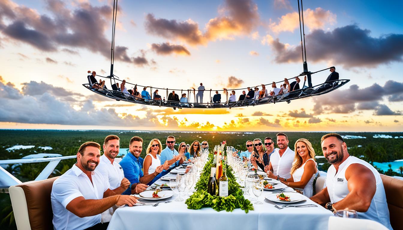 How high is the dinner in the sky in Punta Cana?